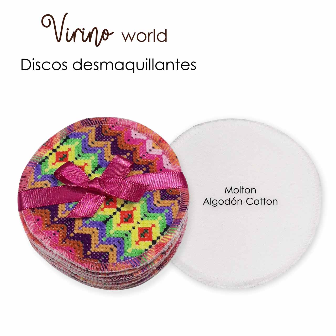 Discos demaquillantes Virino world algodon Rombos colors