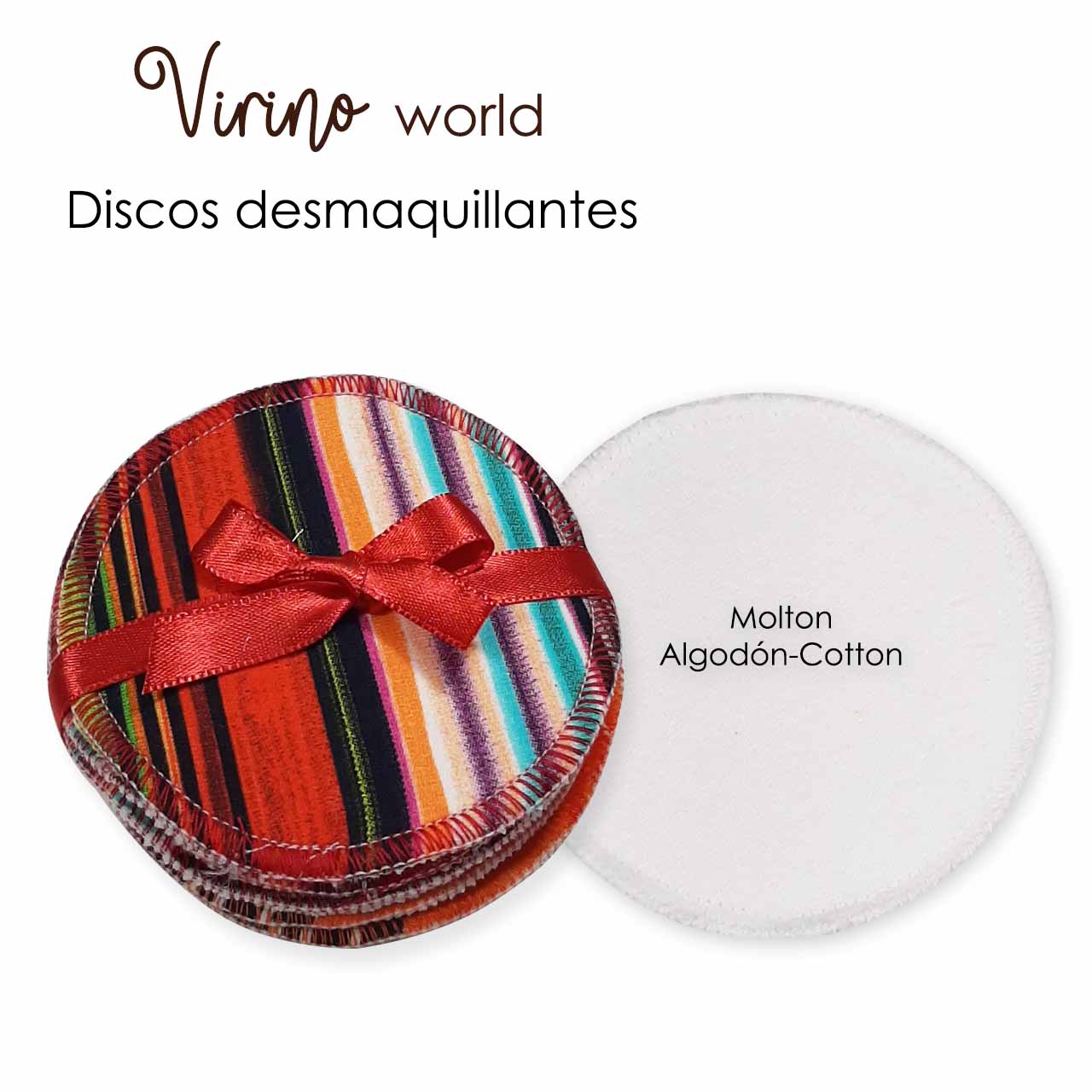 Discos demaquillantes Virino world algodon Strips Red