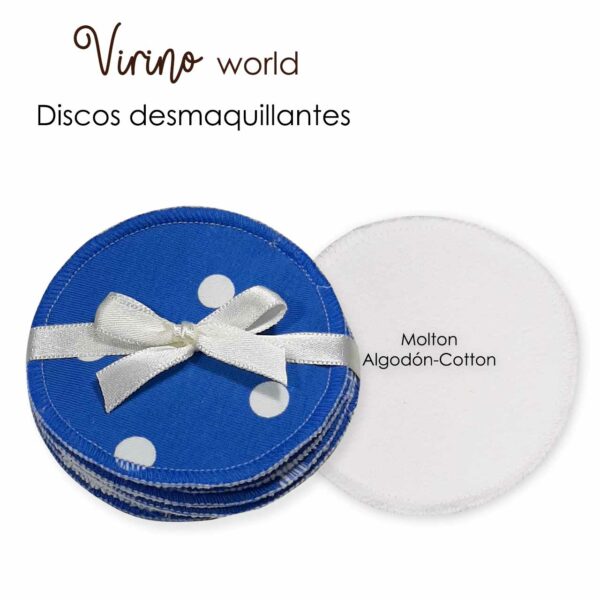Discos demaquillantes Virino world algodon Topos Azul
