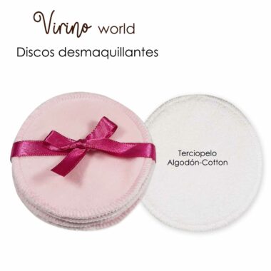 Discos demaquillantes Virino world algodon Terciopelo Rosa