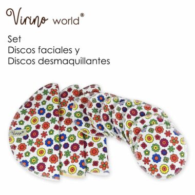Set Discos Manoplas demaquillantes Virino world algodon Colors